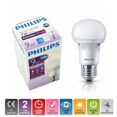 ﻿﻿Bóng đèn Led Bulb ESS A60 E27 6500K/3000K 230V 5W Philips